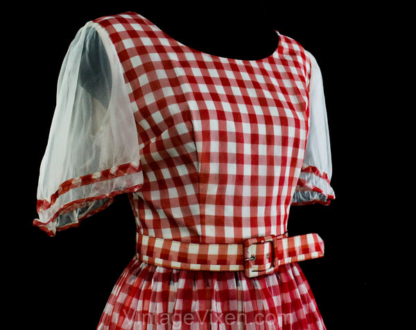 Red Country Gingham Square Dance Dress, Belt & Tie L/XL -  (item  360044641558 end time Apr-26-0…