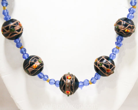 Venetian Glass Bead Necklace - Vintage Vixen