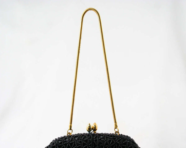 Black Caviar Beaded Evening Bag by Delill - 1960s Formal Purse - Round –  Vintage Vixen Clothing