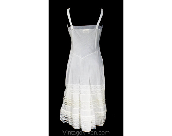 Large 50s White Full Slip - Size 12 Sheer Bias Cut Lingerie with Ruffl –  Vintage Vixen Clothing