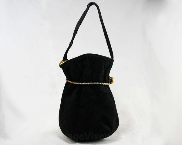 1930s Black Box Bag - Deco Velvet 30s Handbag - Brass Hardware - Mirro –  Vintage Vixen Clothing