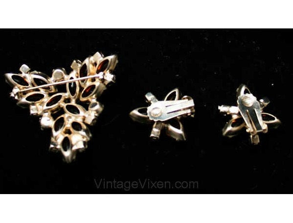 Vintage Collection of Fall Colored Rhinestone Pins Brooches