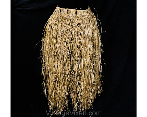 Authentic 1940s Hula Skirt - South Pacific WWII Hawaiian Souvenir Natural  Summer Beach Grass with Knotwork - Medium Manafau - Waist 26 to 28