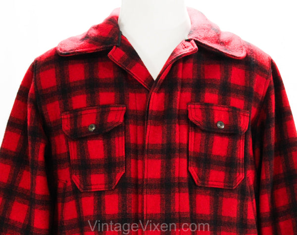 Men's Large Red Buffalo Plaid Jacket - 1950s Long Sleeve Lumberjack Wi –  Vintage Vixen Clothing