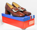 Size 6 1960s Rust Brown Shoes - Never Worn - Faux Textured Leather Pumps - Hipster 60s Mod Style - 1960's Deadstock with Box - 6B - 45937-1