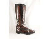 Size 10 Brown Boots - Wide Width Unworn 1960s Sophisticated Classic Leather Boot - Soft Fleecy Lining - NOS 60s Deadstock - 10W - 47741