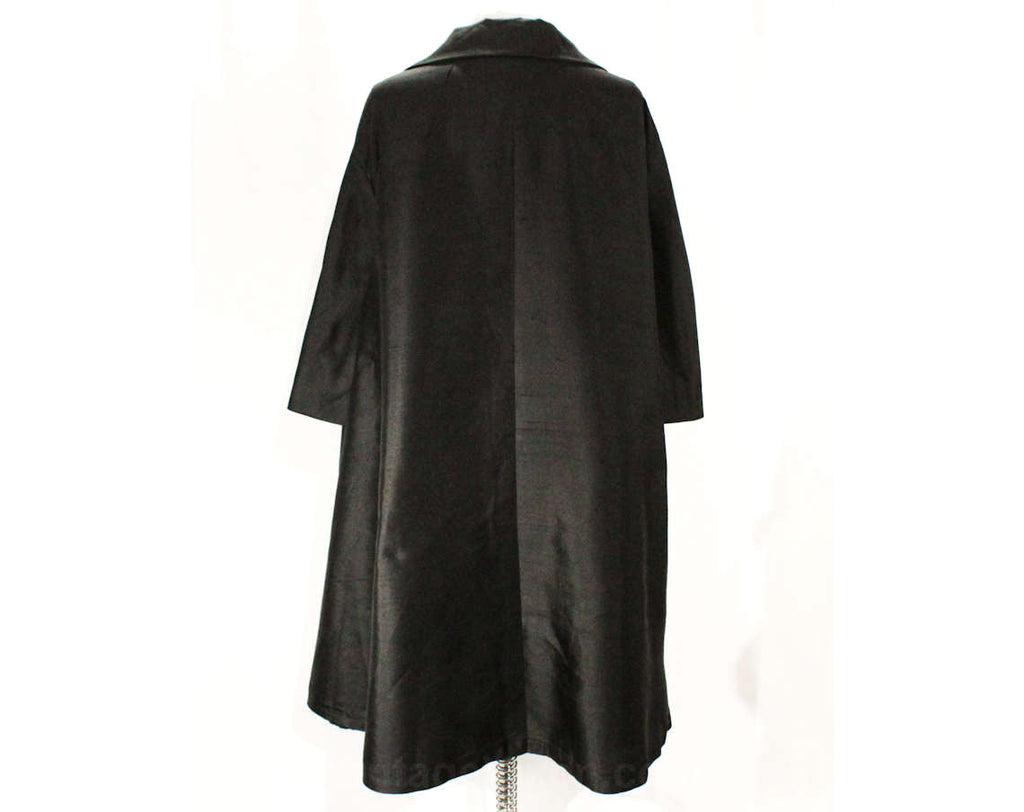 XXL Black Coat - Couture Style 1960s Trapeze Line Coat - Gorgeous