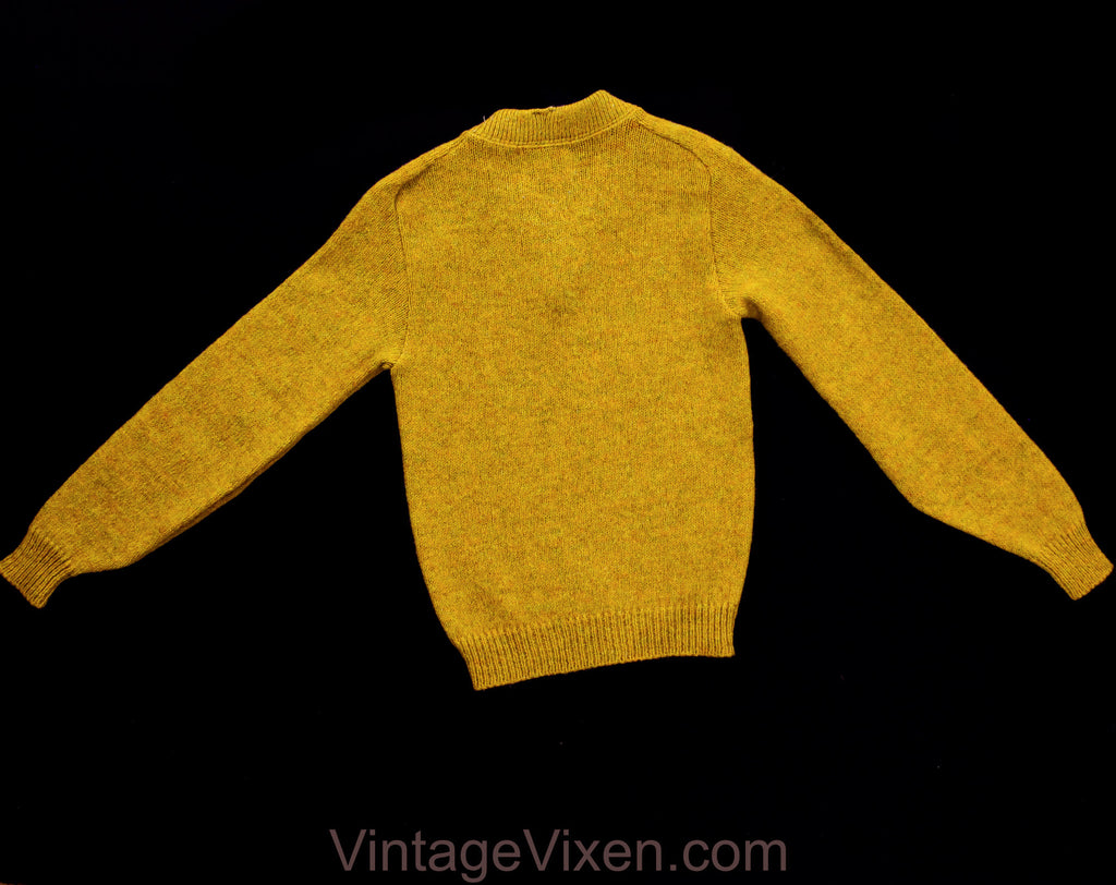 1960s Boy's Sweater - Child Size 6 Mustard Yellow Wool Mohair