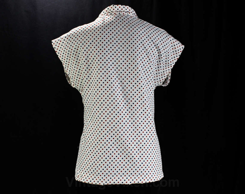 CAPE SLEEVE POLKA DOT BLOUSE - Black / White