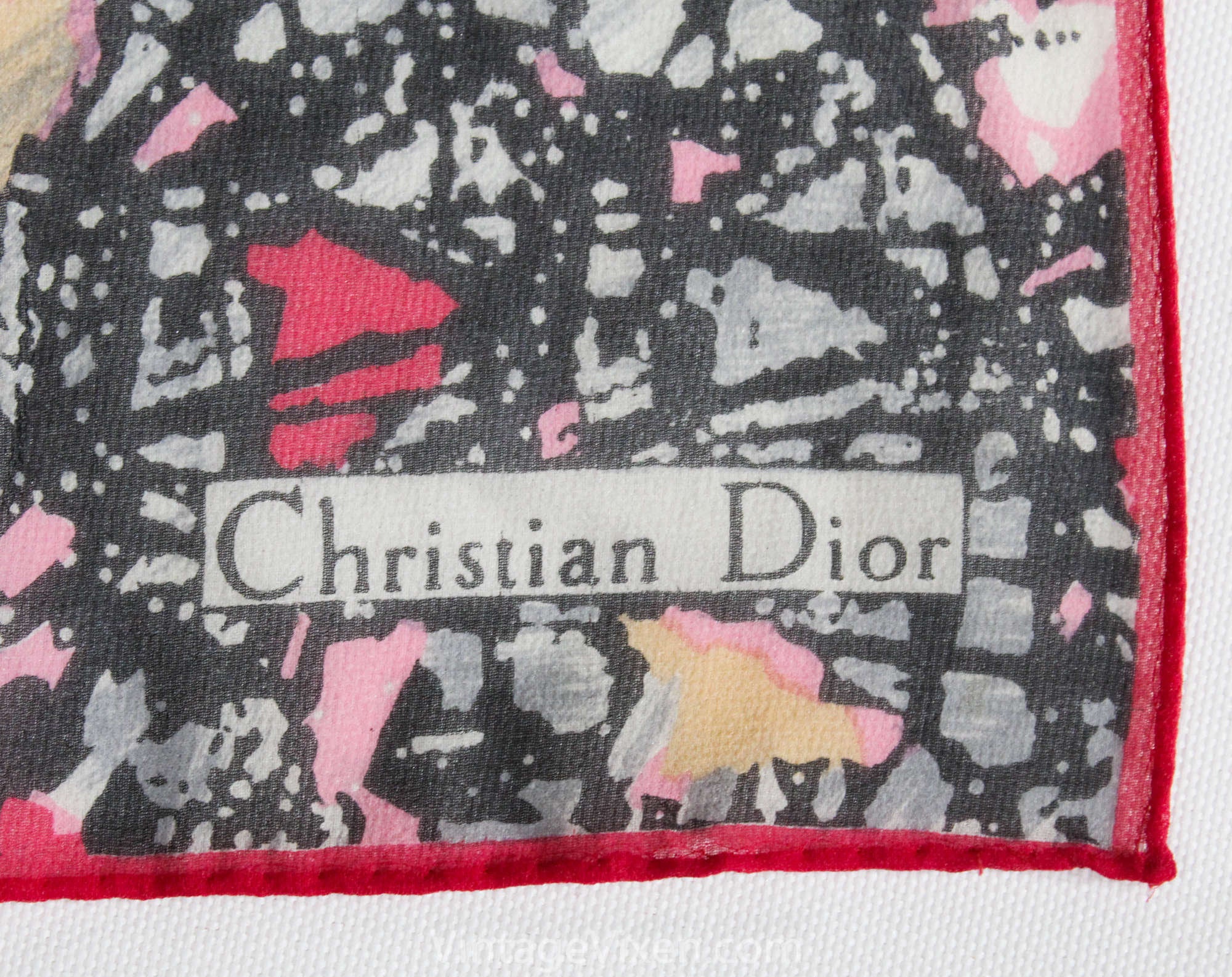Christian Dior Grey Printed Silk Scarf