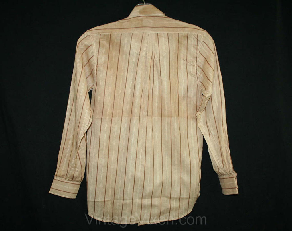 Boys 1930s Shirt - Size 14 Blue Striped Cotton - Authentic 30s