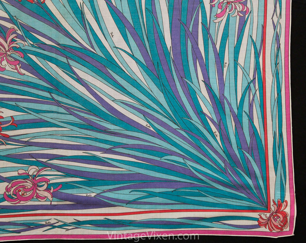 Vintage by Misty 1970s Emilio Pucci Iconic Iris Print Cotton Scarf