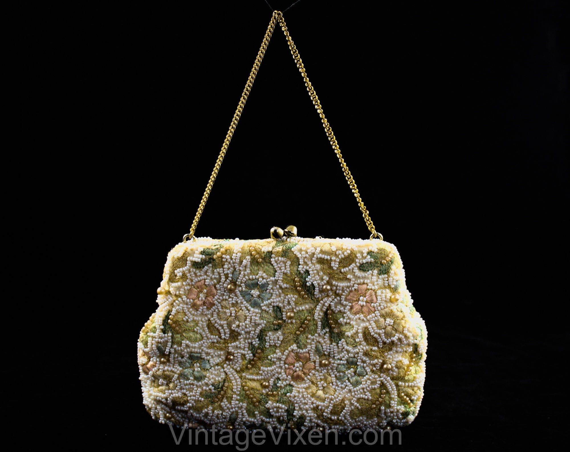 Vintage Beaded Abstract Floral Pattern Bag