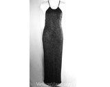 Size 4 Halter Dress - Sexy Late 70s Black & Silver Jersey Evening Gown - Small Designer Dress - Classic Glamour - Summer - Bust 33 - 33602