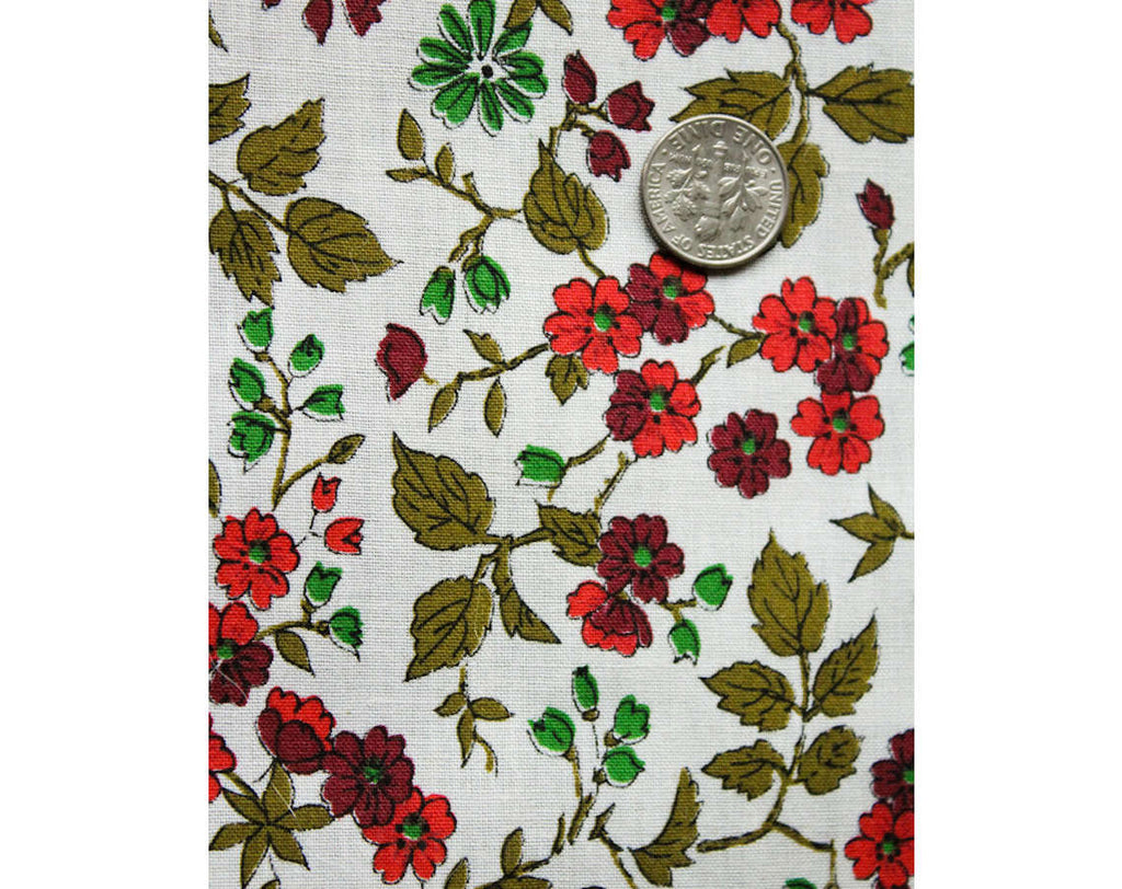 53 Width Retro Cotton Embroidered Floral Fabric by the Yard