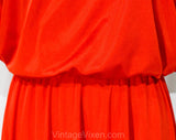 Size 8 Red Disco Dress - Sexy 1970s 80s Jersey Knit Goddess Cocktail - 70s Blouson Flirty Sleeveless Evening Glamor - Medium Size - Bust 36