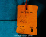 Size 4 Turquoise Dress - Mod 1960s Ocean Blue Faux Linen Tailored Dress by Italian Designer Sarmi - Summer 60s NWT Deadstock - Bust 33