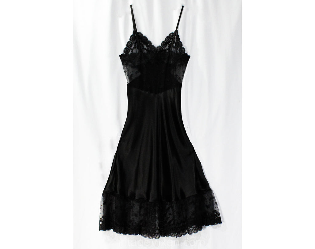 90s Plus Size Black Silk 30s Style Volup Nightgown - Ruby Lane