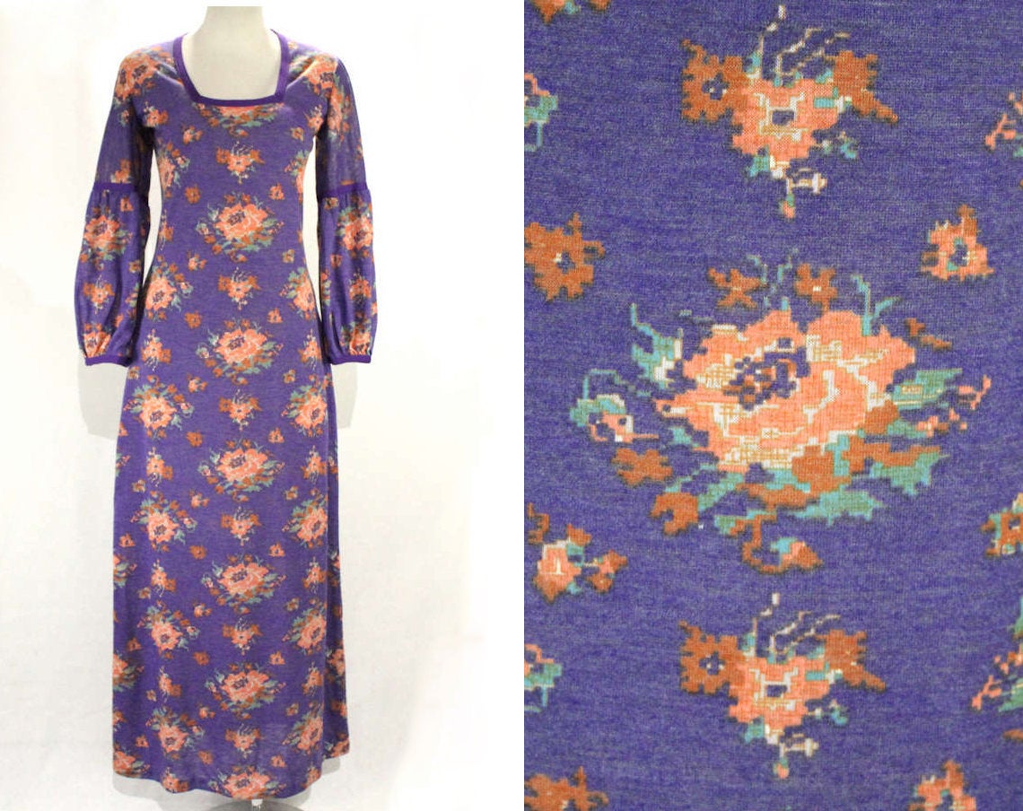 Vintage 70's Saks Fifth Avenue Maxi Dress Polyester Size 8 