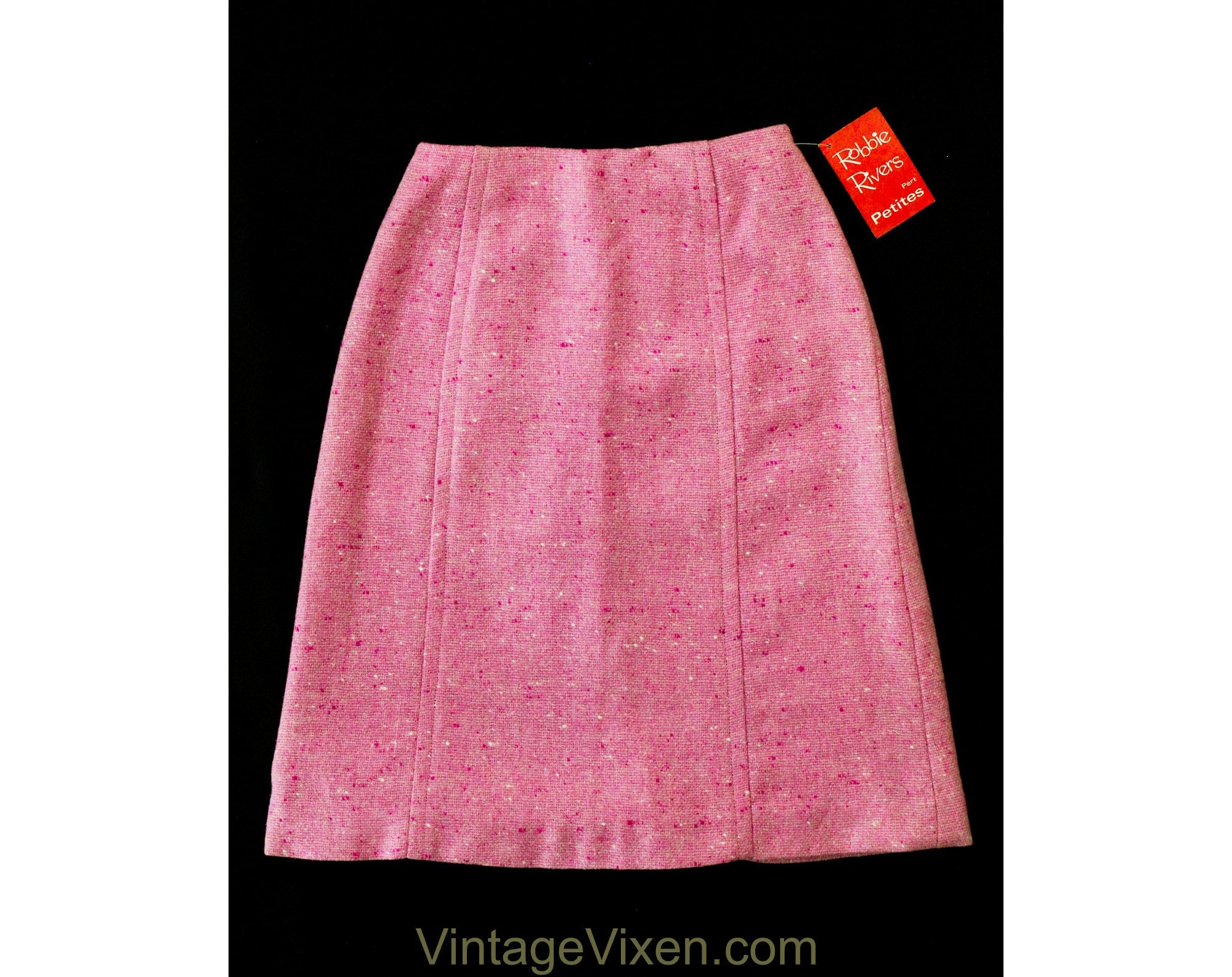 Size 000 Pink Tweed Skirt - 1960s Nubby Flecked Rose Office Wear