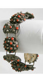 Italian Chic 1940s Silver & Carnelian Bracelet Set - Earrings - 40s Demi-Parure - Orange - Made In Italy - Deadstock - New In Box - 40243