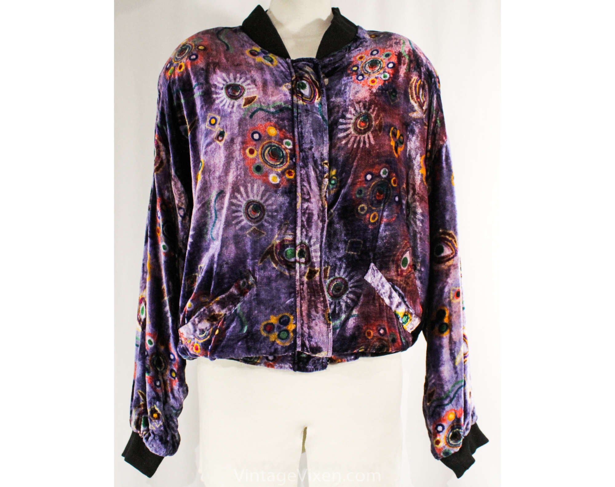 Vintage Nancy Bolen City Girl Art Deco Jacket Purple Abstract Ladies Size  Small Retro 90s Y2K Career Club Indie Style 