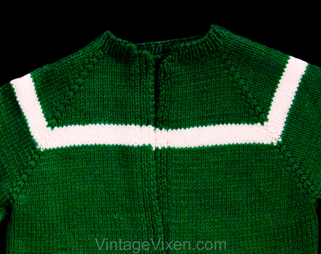 Size 3T 4T Girl's Cardigan - 1950s 60s Toddlers Kelly Green Wool