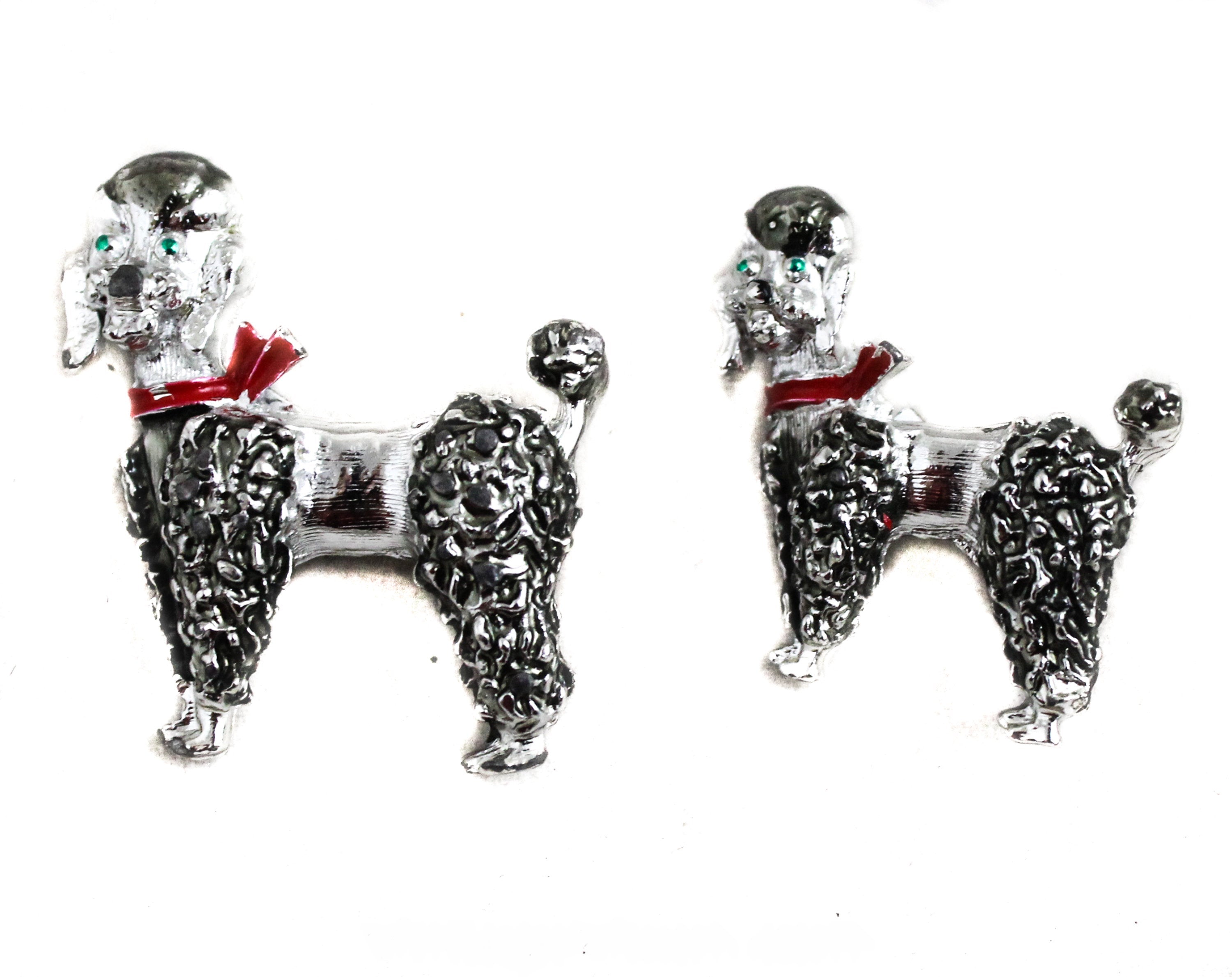 1950s Poodle Scatter Pins - Pair Vintage 50s Novelty Dog Brooches 