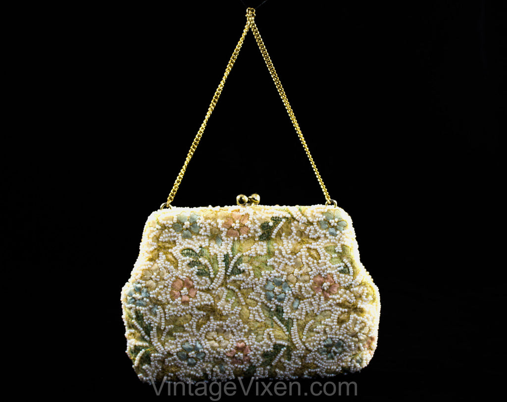 Floral Beaded Purse  Beaded bags, Beaded purses, Beaded evening bags