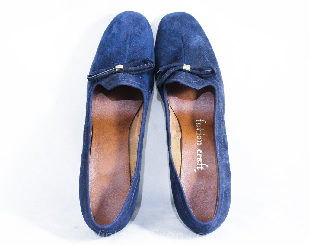 Blue Suede Loafer Shoes - Women's Loafers - Vintage Shoes - Blue Shoes -  Suede Loafers