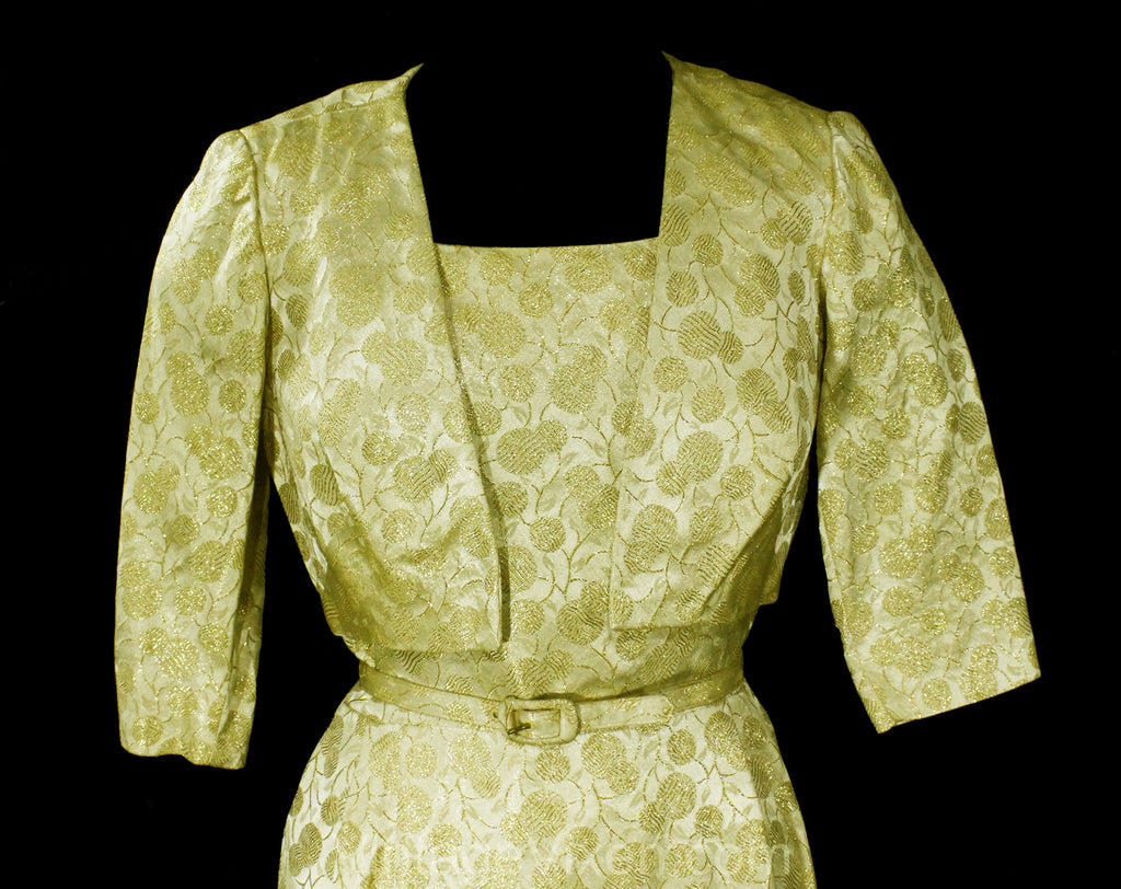 Gold vintage dress hot sale 1950s cocktail