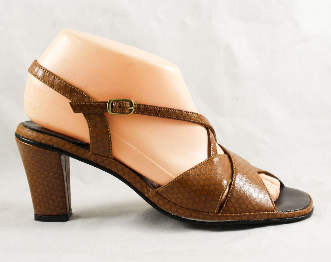 Tan sales snakeskin heels