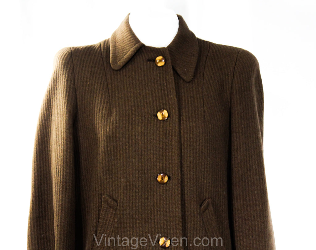 Size 6 1930s Reversible Coat - Authentic 30's Wool Tweed & Cotton