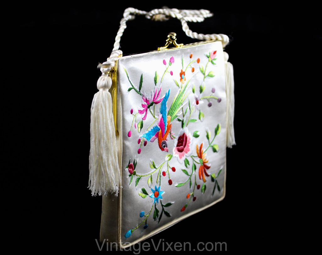 White Satin Evening Handbag-Clutch-Purse