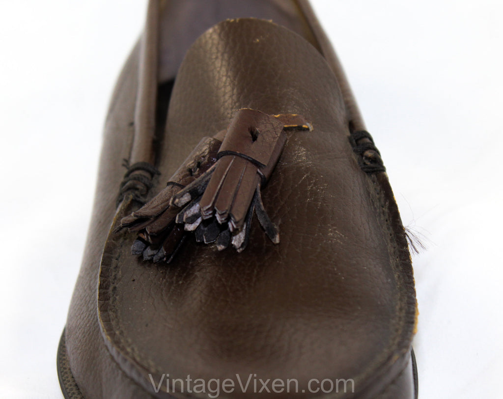 Men's Size 5 1/2 Shoes - 1950s Brown Leather Mens Loafers with Classic –  Vintage Vixen Clothing