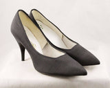 Size 8 Gray Shoes - Unworn 1950s High Heel Stilettos - Charcoal Grey Cloth - Sexy 50s 4 Inch Heels - NOS Deadstock - 8 Narrow - 48039