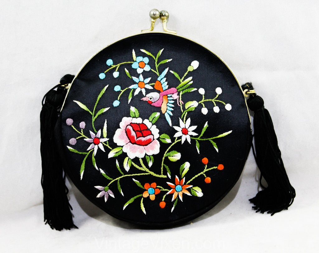 Embroidered Bag Strap ~ Pink Flowers