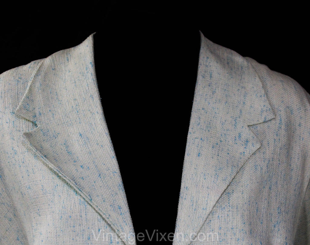 Size 12 Tiki Style Spring Coat - Chic 1960s Turquoise & White