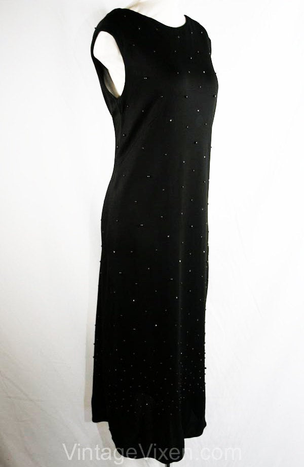 Size 10 Black Dress - Bewitching Jersey Cocktail Dress with Studs