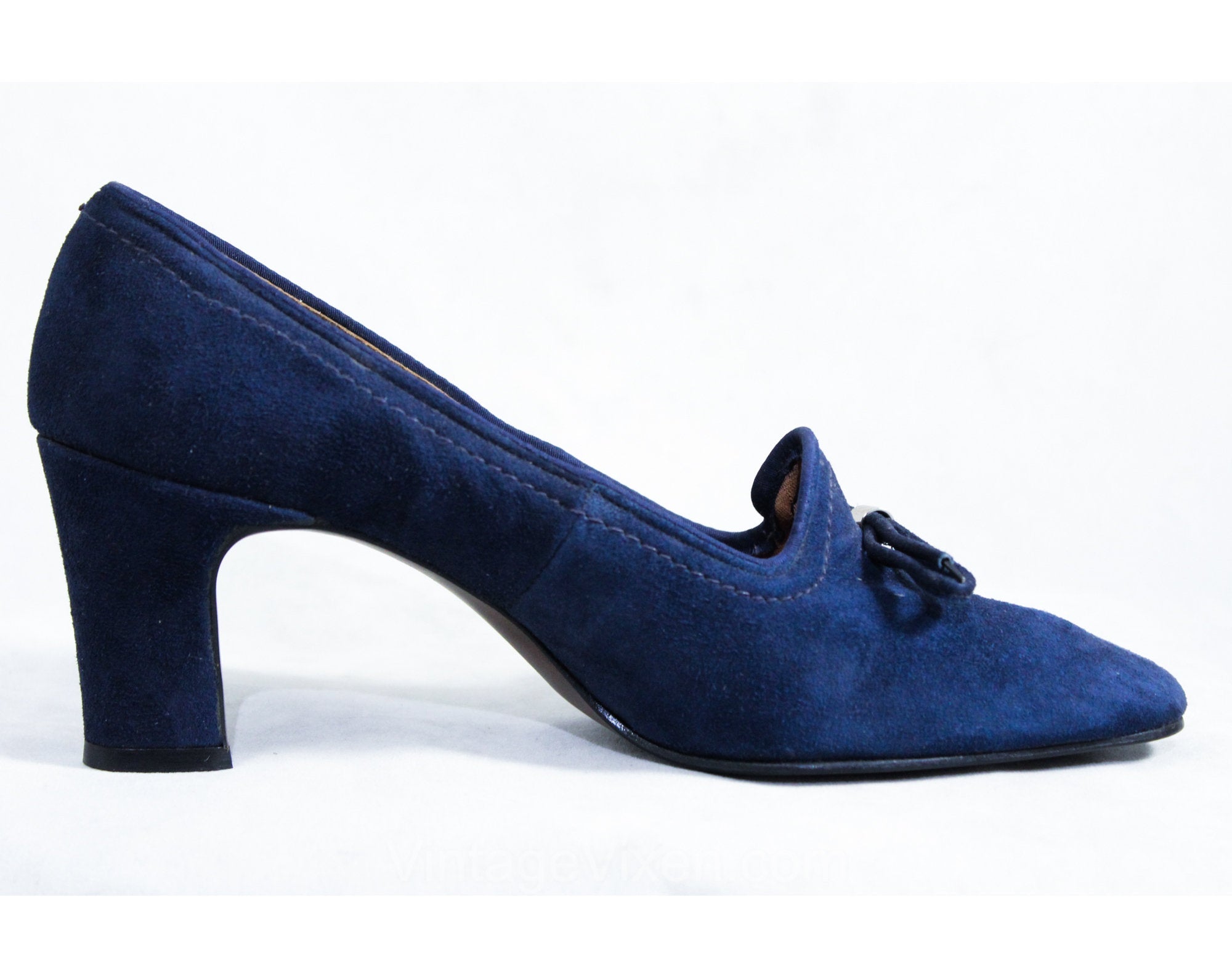 60s Navy Blue T Strap Shoes Blue Leather Mod Heels 60s