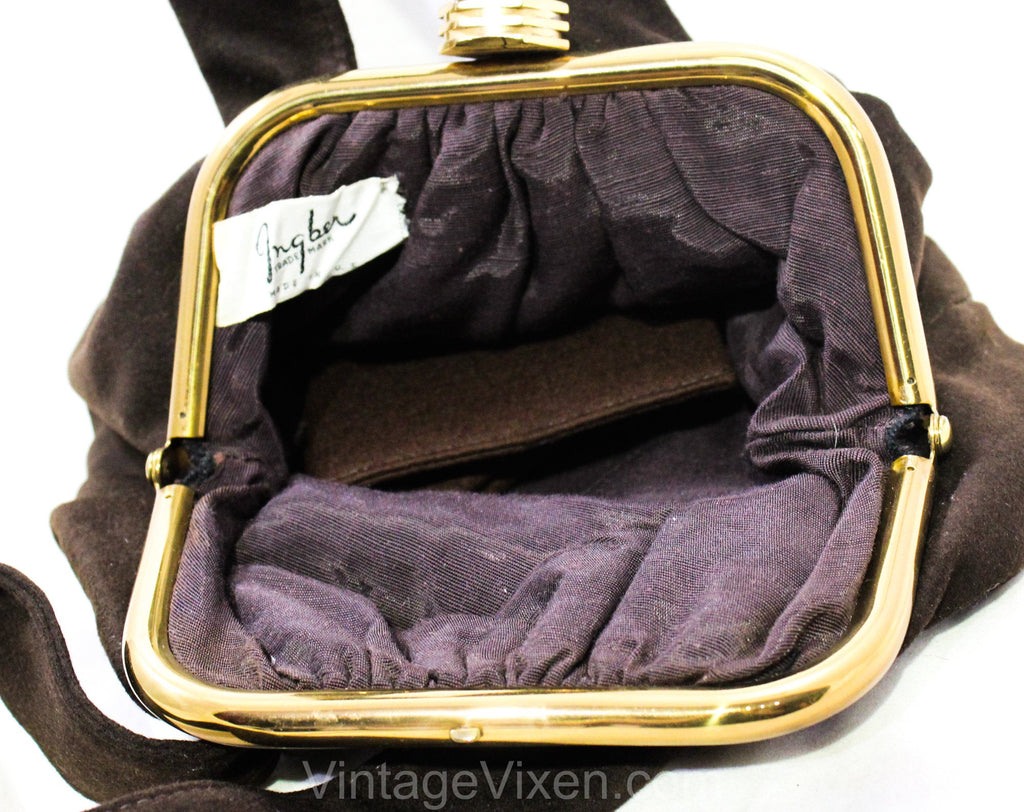 1940s Navy Leather Frame Handbag