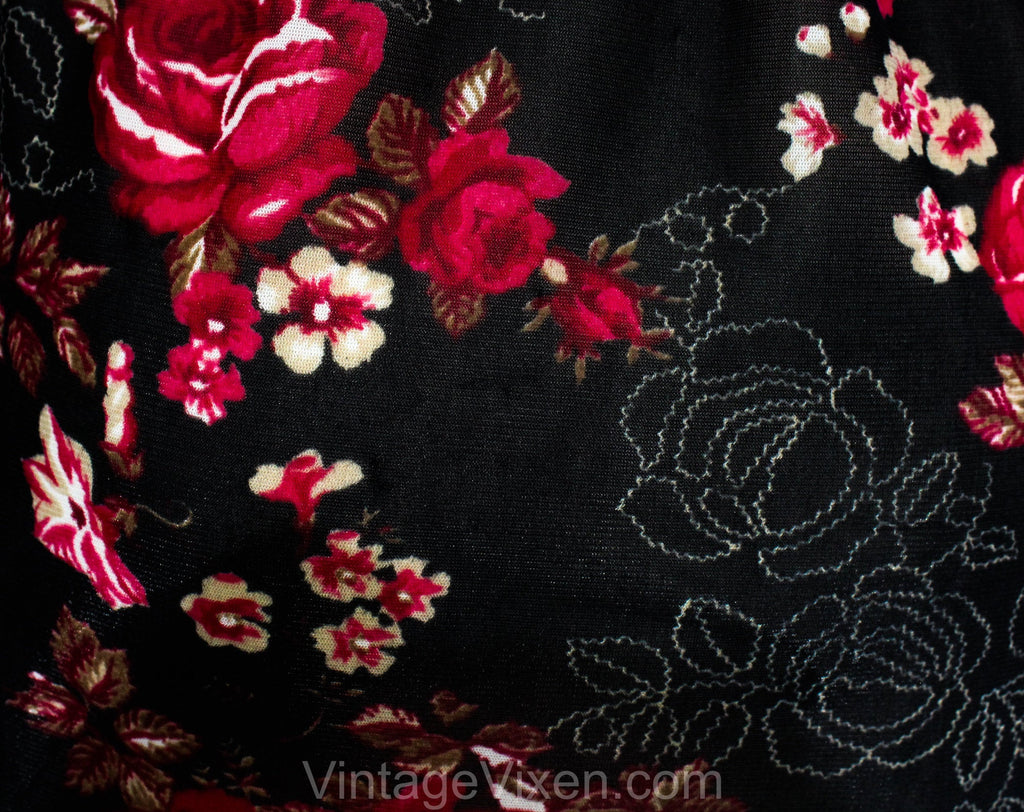 Black Vintage Flowers Floral Print Long Sleeve Sweatshirt