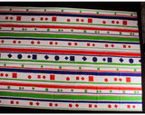 60s Mod Cotton Fabric - Over 3 Yards x 44.5 Inches - 1960s Canvas Yardage - Red White Blue Green Stripes & Geometric Shapes - B. Altman