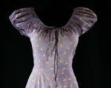 Size 8 Shabby Sweet 50s Lavender Sun Dress - Purple Fishnet & Pink Roses Print Cotton - Summer - Jerry Gilden - Rockabilly - 43487