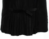 Size 10 Flirty 50s Black Dress - Chic 1950s Short Sleeve Taffeta with Pleated Back Interest - Kicky Flare Hem with Bow - Pert Sexy Secretary