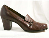 Size 5.5 Brown 30s Shoes - Unworn 1930s Secretary Style Cognac Leather Pumps - 5 1/2 AA Deco Deadstock - Fall Autumn - Excellent Conditon