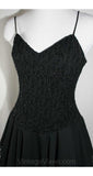 Size 6 Black Dress - 80s Party Girl Cocktail with Tiered Skirt - Flirty Full Skirt - Small Size Date Night Dress - Bust 35.5 - 39077-1