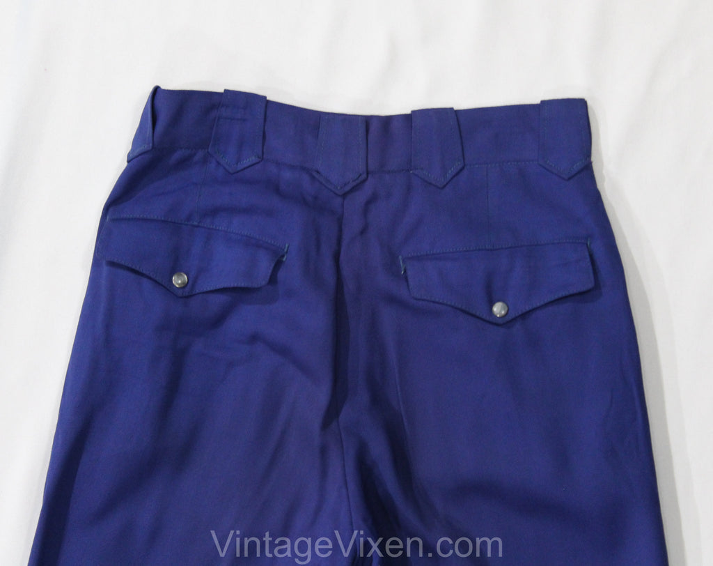 Men's XS Rockabilly Pants - 1940s Indigo Blue Rayon Gabardine 