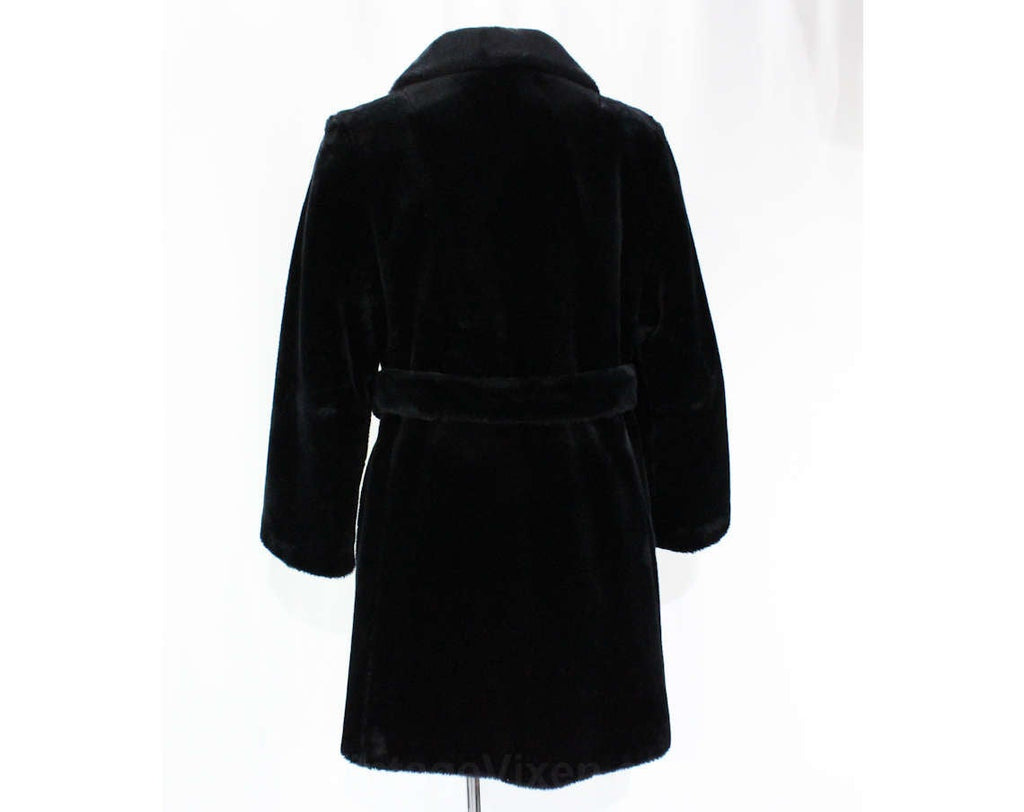 Size 10 Faux Fur Coat - Plush Black 1960s Mod Chic Overcoat - Medium D –  Vintage Vixen Clothing