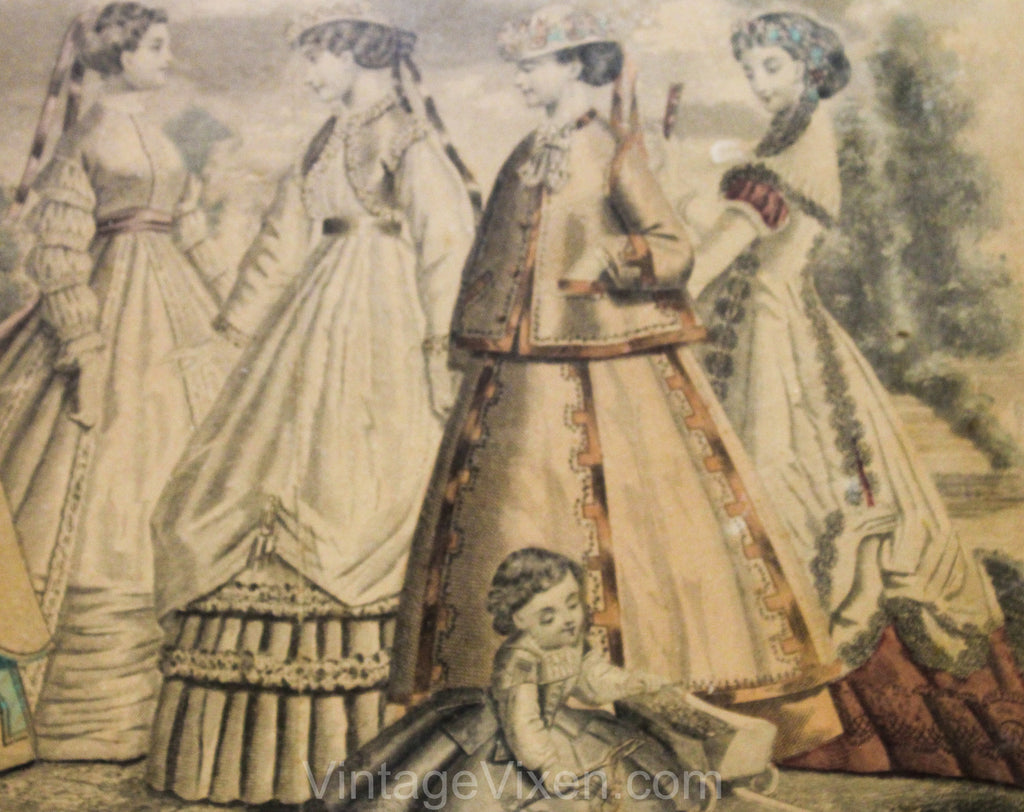 Hand Colored 19th Century Ladies' Fashion Plates